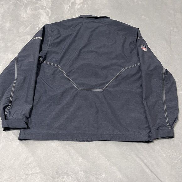 New England Patriots Jacket Men Large Gray Reebok NFL OnField Zip Windbreaker - Picture 9 of 13